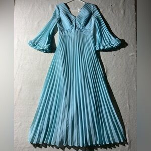Murray G Sophisticates VINTAGE Light Blue Pleated Beaded Maxi Dress XS/S